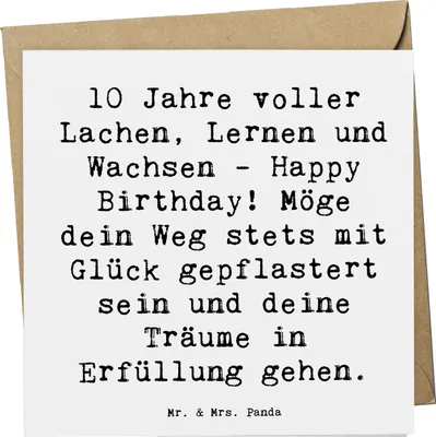 Produktbild von Mr. & Mrs. Panda Deluxe Karte Spruch 10. Geburtstag Feier - Weiß - Geschenk, Glückwunsch, Party, besonderer, faltkarte, Alter, Happy Birthday, doppelkarte, anlasskarte