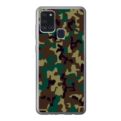 Produktbild von MuchoWow® Handyhülle Schutzhülle Hülle für Samsung Galaxy A21s Camouflage-Muster mit dunklen Farben Silikon Softcase Handy Hülle - Hartschale