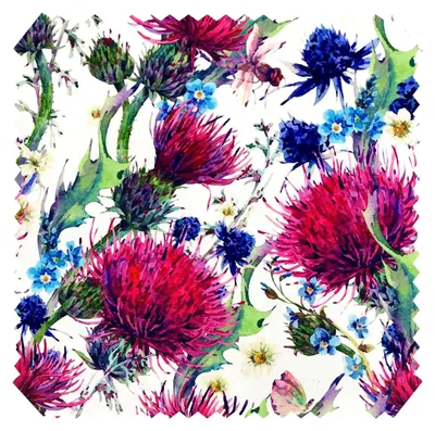Produktbild von OXFORD 210D - D178 Thistle White - Bedruckter Polsterstoff - Outdoor Dekostoff - Wasserabweisende Reißfeste Meterware 1lfm