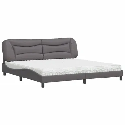 Produktbild von Bett mit Matratze "Hvar" Grau 200x200 cm Kunstleder