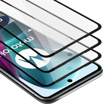Produktbild von Cadorabo 3x Vollbild Panzer Folie für Motorola MOTO G200 5G Schutzfolie in Schwarz Tempered Display-Schutzglas