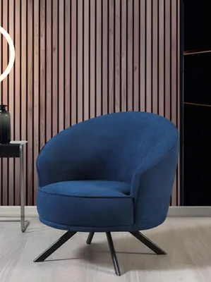Produktbild von Designer Blauer Einsitzer Wohnzimmer Edler Polstersessel Moderner Sessel