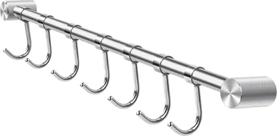 Produktbild von Edelstahl-Küchenleiste 40 cm – Utensilienhalter mit 7 abnehmbaren Haken, Küche und Badezimmer