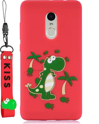 Produktbild von Für Redmi Note 4X/NOTE 4 Cartoon Lovely Coloured Painted Soft TPU Rückendeckung rutschfest Full Protective Case mit Lanyard rot