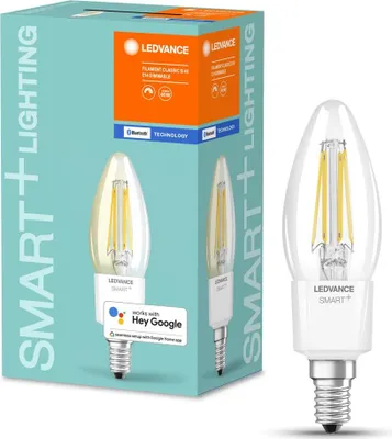 Produktbild von Ledvance LED Filament Smart+ Kerze 4W = 40W E14 klar 470lm warmweiß 2700K Dimmbar App Google Bluetooth