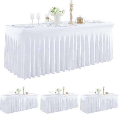 Imagen del producto de Manteles elásticos, color blanco, juego de 4 unidades, dimensiones 183x75x75 cm, para eventos