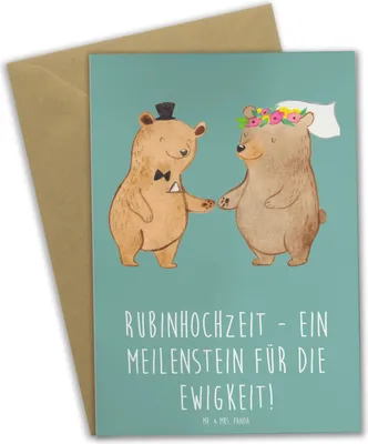 Produktbild von Mr. & Mrs. Panda Glückwunschkarte 40. Hochzeitstag Rubinhochzeit - Meeresbrise - Geschenk, Heiraten, Meilenstein, einladungskarten, babykarte, gemeinsame Reise, Geschenke