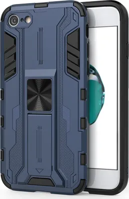 Produktbild von iPhone SE 2020 Hülle, Dual Layer PC TPU Bumper Stoßfest Ständer Schutzhülle für iPhone 7 / iPhone 8 / iPhone SE 2020 Blau