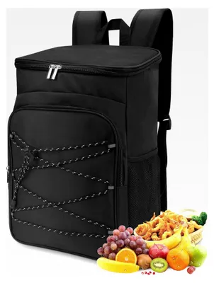 Produktbild von Isolierter Picknickrucksack Kühltasche 24L, Wasserdichter Camping Rucksack mit Seitentaschen für Outdoor, Strand, Reisen, Büro