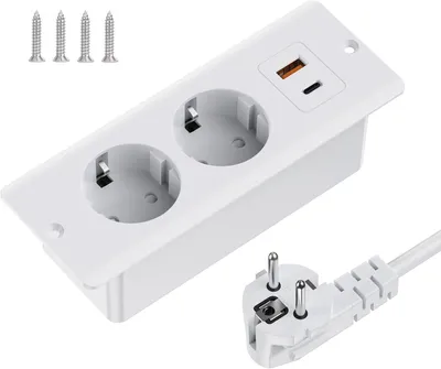Produktbild von Einbausteckdose, 2-fach, für Tischplatten – USB-C PD 20W