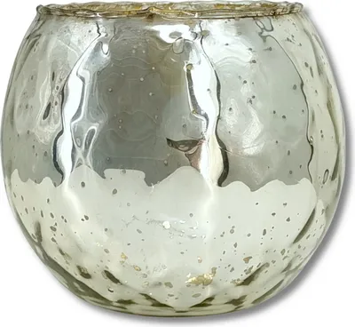 Produktbild von Teelicht-Glas rund Ø 13 x 10cm antik silber Dekogläser Windlicht Teelichthalter