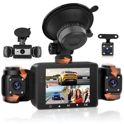 Produktbild von 4-Kanal-Dashcam mit 360°-Aufnahme, 1080P-Auflösung, Nachtsichtfunktion und G-Sensor