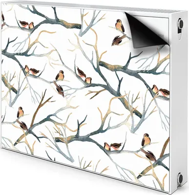 Produktbild von Magnet Heizkörperverkleidung Heizkörper-Abdeckung Heizung Heizkörper 90x60 cm  - Spatzen, auf, Zweige