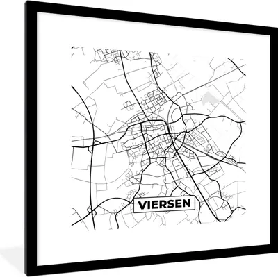 Produktbild von MuchoWow® Gerahmtes Poster Viersen - Karte - Stadtplan 40x40 cm - Poster mit Schwarzem Bilderrahmen Wandposter Rahmen Foto Bilder - Poster - Plakat im Rahmen