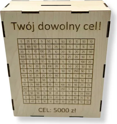 Zdjęcie produktu dla Skarbonka drewniana, wykreślanka personalizowana z twoim grawerem, skarbonka wykreślanka, oszczędzanie