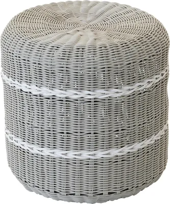 Produktbild von Hocker Fußhocker Beistelltisch Rattan SAIGON grau Ø41x40cm
