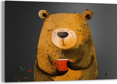 Produktbild von DEQORI Kreidetafel 60x40 cm 'Bärische Kaffeepause' Tafel Wandtafel Schreibtafel
