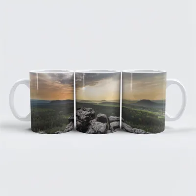 Produktbild von raxxa Premium-Tasse "Abendlicher Ausblick im Elbsandsteingebirge"