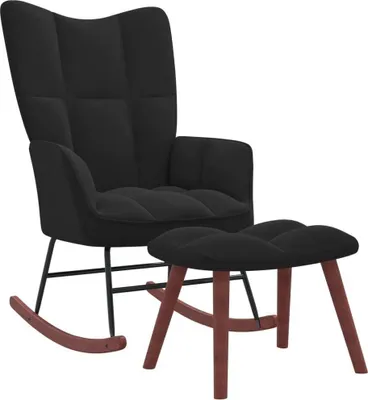 Produktbild von Schaukelstuhl mit Hocker Samt Schwarz