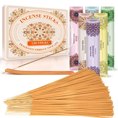 Produktbild von Set mit 6 duftenden Räucherstäbchen inklusive Halterung