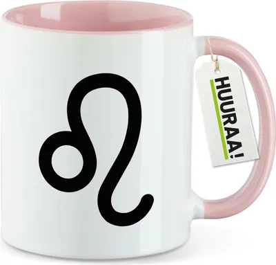 Produktbild von Huuraa Kaffeetasse Löwe Sternzeichen Zeichen 330ml Rosa Keramik Kaffeebecher Geschenkidee