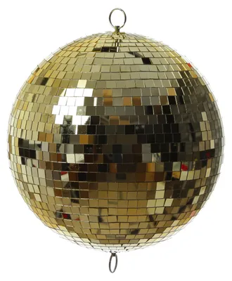 Produktbild von Spiegelkugel 30cm - gold - Discokugel Echtglas - 10x10mm Spiegel - PROMO - Metallöse oben + unten
