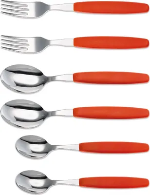 Produktbild von 6er Set Giesser Messer Besteck 2 St. je Löffel Teelöffel Gabel - Rot
