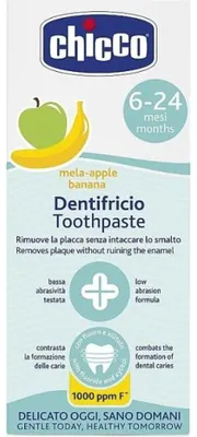 Produktbild von Chicco Zahnpasta mit Banane und Apfel für Kinder von 6-24 Monaten