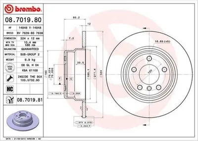 Produktbild von BREMBO Bremsscheiben (2 Stück) Hinterachse 08.7019.81