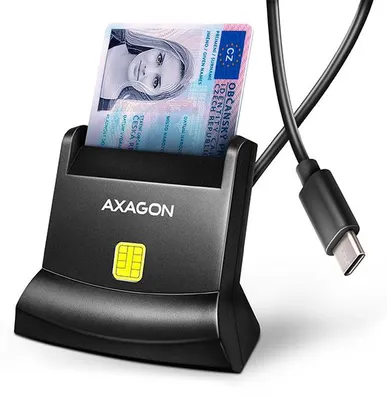 Produktbild von Axagon CRE-SM4NC USB-C Smartcard-Standleser, USB 2.0, 1,2 m, Schwarz, 74 g