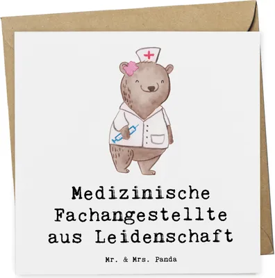 Produktbild von Mr. & Mrs. Panda doppelkarte Medizinische Fachangestellte Leidenschaft - Weiß - Geschenk, faltkarte, MFA, Spruch, Arzthelferin, Ausbildung, Beruf, Krankgeschrieben