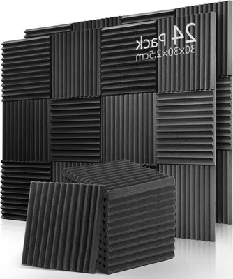 Produktbild von 24 Stück Schalldämpfungsplatten – Akustikschaummatten – Schallabsorber – Echoreduzierung – für Aufnahmestudios und Heimstudios – 30 x 30 x 25 cm Akustikplatten