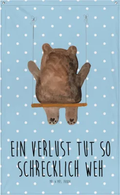 Produktbild von Mr. & Mrs. Panda Wandteppich Bär Schaukel - Blau Pastell - Geschenk, Boho, Teddy, Wandbild, Wandbanner, Tapestry, Wandbehang
