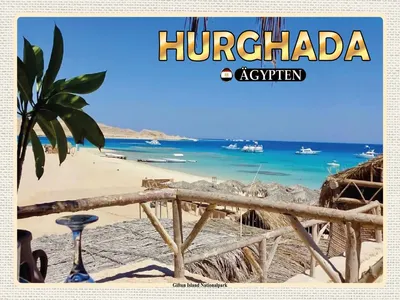 Produktbild von vianmo Holzschild 30x40 cm Hurghada Ägypten Giftun Nationalpark Bildmotiv Reisemotiv Abenteuer Reisen