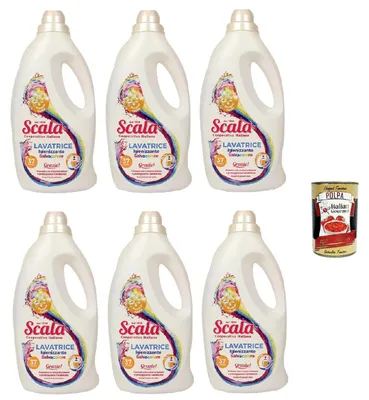 Produktbild von Scala detergente lavatrice Salvacolore 1,5L Flüssigwaschmittel für Buntwäsche 6 x 1,5 l + Italian Gourmet polpa 400gr