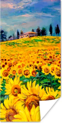 Produktbild von MuchoWow® Poster Ölfarbe - Gemälde - Blumen - Sonnenblume 20x40 cm - Plakat - Foto
