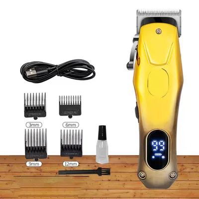 Produktbild von INF Elektrischer Haarschneider, Edelstahlklingen, LCD-Display, 17.5cm, Zuhause Goldverlauf