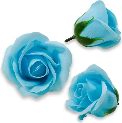 Produktbild von Hellblaue Seifenrose aus Seifenflocken, 6,5 cm hoch, zum Basteln und für Blumensträuße