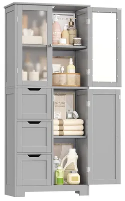 Immagine prodotto di Armadio alto con 3 ante e 3 cassetti, dimensioni 143,2 x 60 x 30 cm, colore grigio