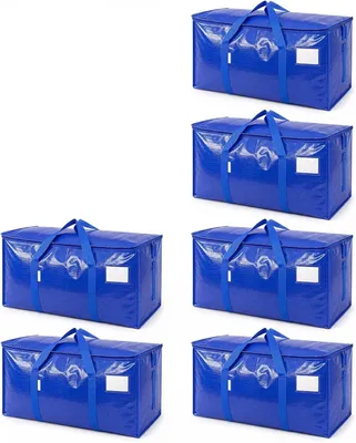 Productafbeelding van Koningsblauwe verhuiszakken - Set van 6 - 93 l verhuizing kleding opslag
