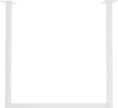 A white U-shaped metal frame, likely a clothing rack or furniture component, set against a plain white background.