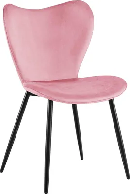 Produktbild von Rosa Samt-Esszimmerstuhl – Eimerstuhl – bequemer Sitz – schwarzes Metallgestell