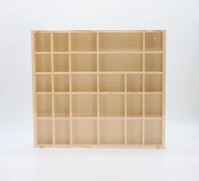 Produktbild von Woodweaver | Holzkassette mit 28 Fächern und Plexiglasdeckel | 40 x 45 cm x 3,5 cm | Zum Bemalen, Beizen, Dekorieren | Aufbewahrung von Sammlerstücken
