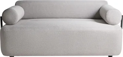 Produktbild von BELIANI 2-Sitzer Sofa Hellgrau Gepolstert mit Schwarzem Metallgestell Runde Armlehnen Niedrige Lehne Modernes Polstersofa Teddyfell Sofa