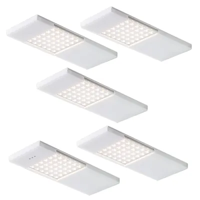 Produktbild von Rolux 5er-Set LED Leuchte SAMBA - 5 x 4 W, weiß, 3000 K warmweiß, inklusive Konverter, Sensorschalter + Dimmer; 141535
