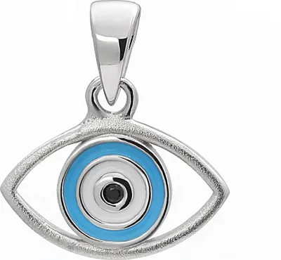 Produktbild von Kettenanhänger Böser Blick 11x7,4mm 925 Silber evil eye Anhänger mit Blauem Achat