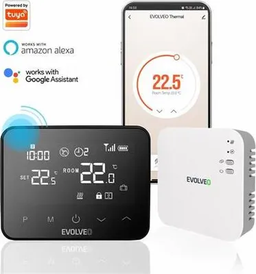 Obrázok produktu pre EVOLVEO Thermal, šikovný bezdrôtový programovateľný termostat, wifi, BT
