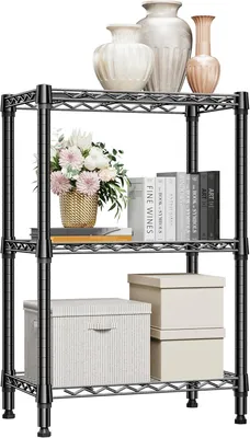 Zdjęcie produktu dla Metalowa półka z regulowanymi półkami, 3 poziomy, wymiary 35×60×90,2 cm, idealna do kuchni i łazienki