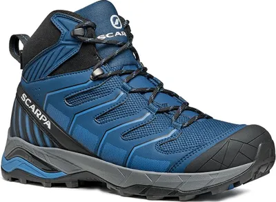 Wanderstiefel Maverick Mid GTX von Scarpa in Blau mit schwarzem Detail; geeignet für Herren und Wandertouren.