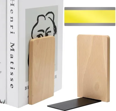 Immagine prodotto di Set Azomor con due reggilibri in legno con segnalibro per l'organizzazione della libreria